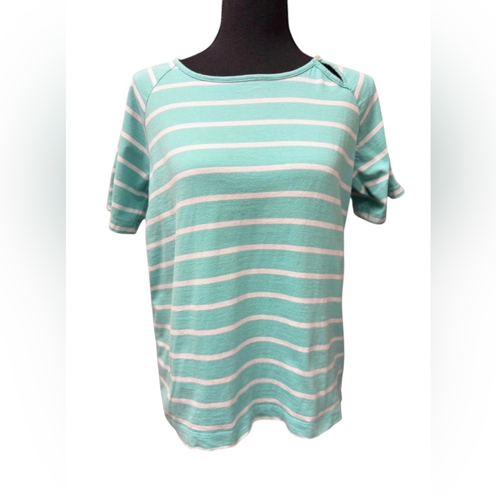 Crazy Horse Liz Claiborne Striped Cotton Tee Effortless Style Size L